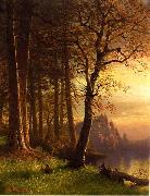 Albert Bierstadt Sunset in Californa Yosemite Sweden oil painting artist